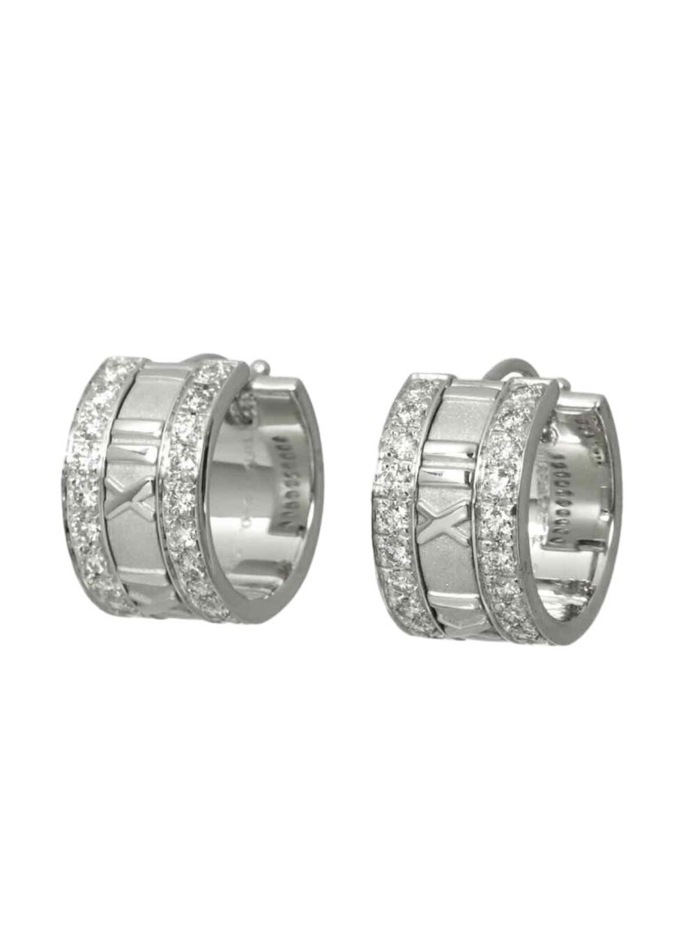 Tiffany & Co Atlas Hoop Diamond Earrings 18k White Gold